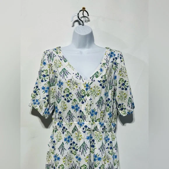 LOFT Bouquet Cutout Back Tiered Midi Dress Women’s Size Large New With Tags - Picture 3 of 6